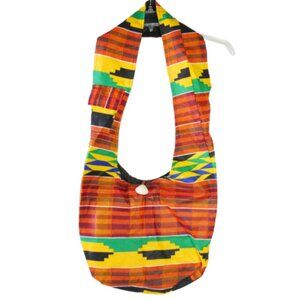 Ethnic Hippie Shoulder Bag Crossbody Beach Tote Purse Kente Print Pattern
